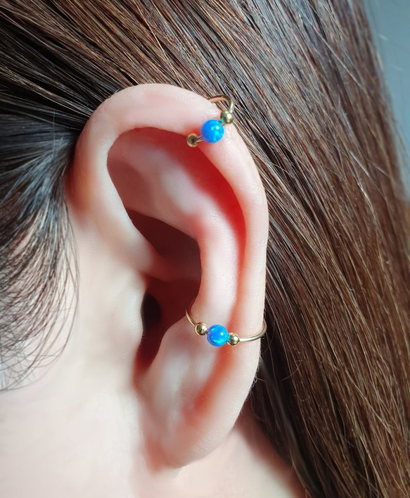 耳骨夾, 免運費,Ear Cuff with Opal Bead, No Piercing Earrings 第3張的照片