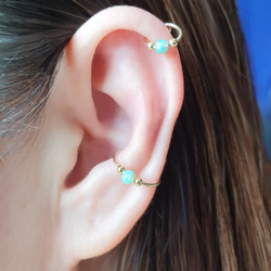 耳骨夾, 免運費,Ear Cuff with Opal Bead, No Piercing Earrings 第4張的照片