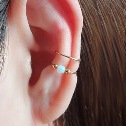 耳骨夾, 免運費, Double Band Ear Cuff with Opal Bead 第3張的照片