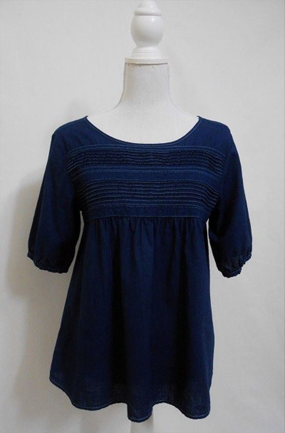 コットンリネン cotton linen Smock indigo 1枚目の画像