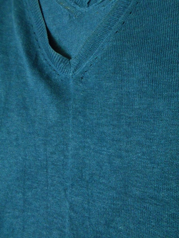 リネン Ⅴネック プルオーバー linen light indigo 5枚目の画像