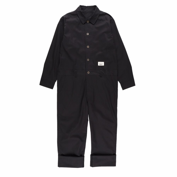 [S完売]［VOGUE掲載］CUT JUMPSUITS / BLACK［タイトなサイジングとシンプルなデザイン］ 1枚目の画像