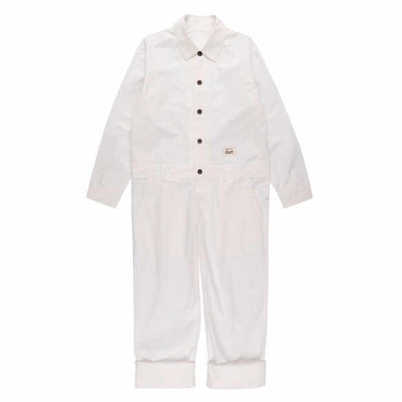 [S 售罄] Unisex CUT JUMPSUITS / WHITE [禮貌而美麗的縫紉和簡單的設計] 第1張的照片