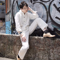 [S 售罄] Unisex CUT JUMPSUITS / WHITE [禮貌而美麗的縫紉和簡單的設計] 第9張的照片