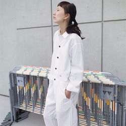 [S 售罄] Unisex CUT JUMPSUITS / WHITE [禮貌而美麗的縫紉和簡單的設計] 第7張的照片