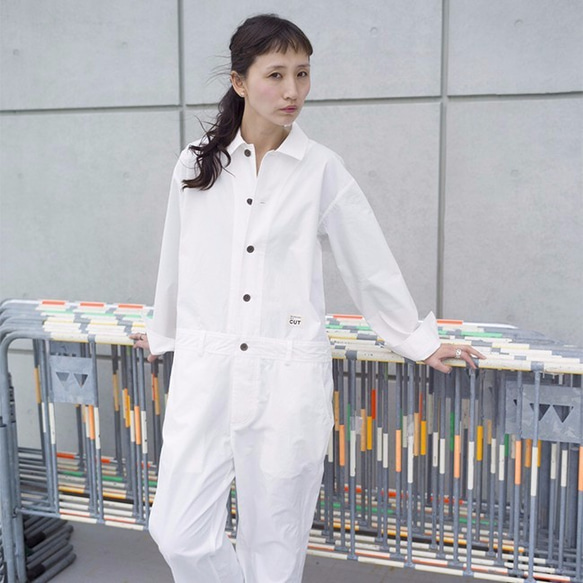 [S 售罄] Unisex CUT JUMPSUITS / WHITE [禮貌而美麗的縫紉和簡單的設計] 第8張的照片