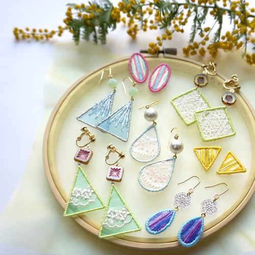 簡単オーガンジー刺繍キットさんかく(青) キット kana 通販