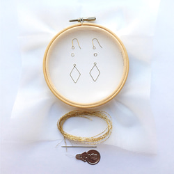 簡単オーガンジー刺繍キット ダイヤ(ゴールド) 3枚目の画像