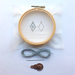 簡単オーガンジー刺繍キット ダイヤ(シルバー) 1枚目の画像