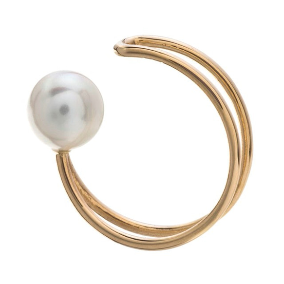 K10 Pearl V Ear Cuff 10金パールヴイイヤーカフ（片耳用）ELE0008GIElenore　Jewe 2枚目の画像