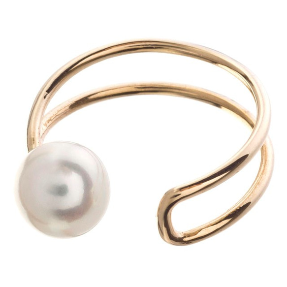 K10 Pearl V Ear Cuff 10金パールヴイイヤーカフ（片耳用）ELE0008GIElenore　Jewe 4枚目の画像