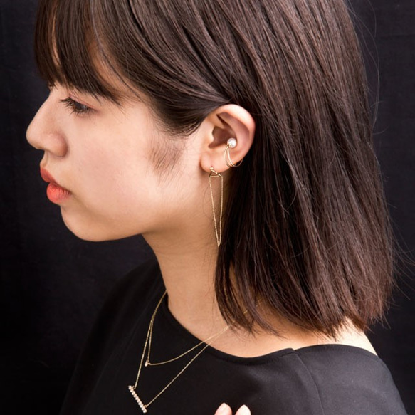 K10 Pearl V Ear Cuff 10金パールヴイイヤーカフ（片耳用）ELE0008GIElenore　Jewe 9枚目の画像