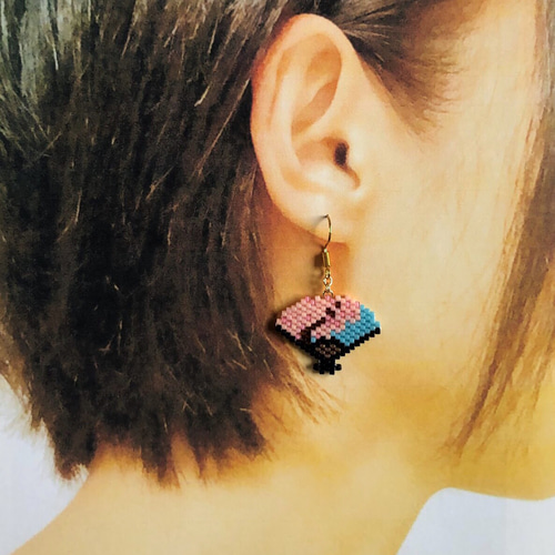デリカビーズピアス/イヤリング 和装日和(扇子) ピアス（フック