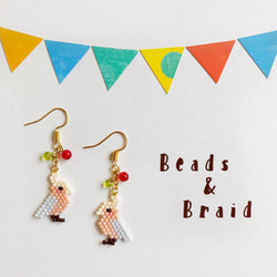 デリカビーズピアス/イヤリング ハシビロコウ ピアス（フック