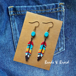 デリカビーズピアス/イヤリング ネイティブアメリカン(羽飾り) ピアス