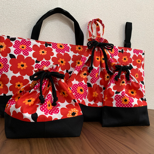 入園入学グッズ 北欧花柄 くすみピンク 入園入学準備グッズ♡3点セット