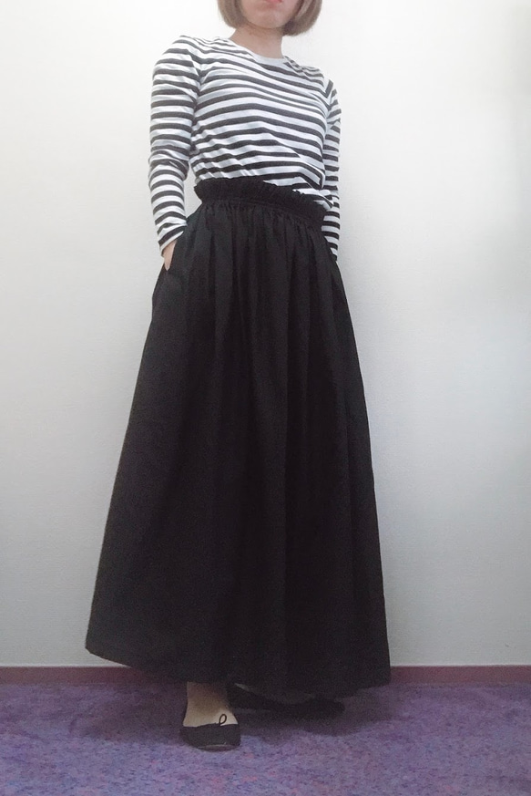 gathered skirt/BK 1枚目の画像