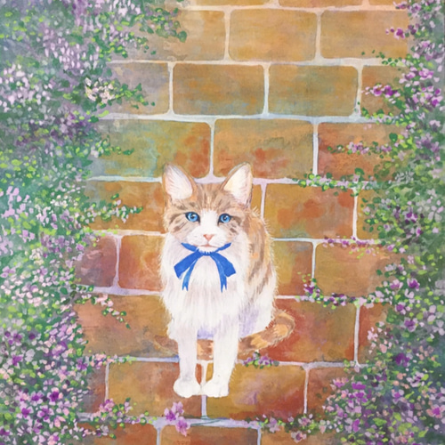 猫　イラスト　インテリア　原画 猫の絵 180 水彩画 原画 キジトラ猫