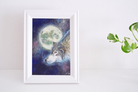 超可爱 月狼 日本画 動物絵画 11482442｜Creema 通販 紫苑工房 絵画 絵画