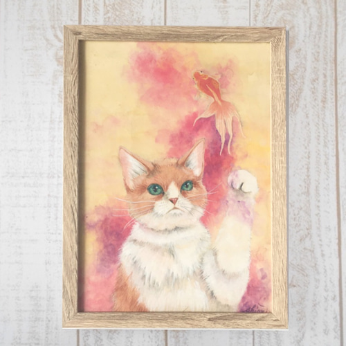 原画「仲良しさくらねこのいる桜咲く丘」 F10号 #絵画 #ねこ