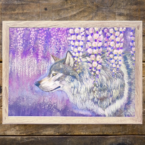 オリジナル 絵画 送料込み オオカミ 狼 原画 値下げ 動物画 現代 アクリル画 絵画