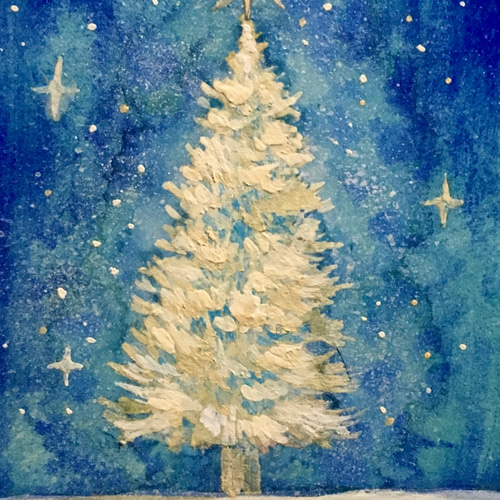 ✻【原画】僕のクリスマスツリー no.166 | 水彩画 アート 絵