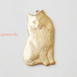 【sold.1点のみ】ペルシャ猫のブラスネックレス 3枚目の画像