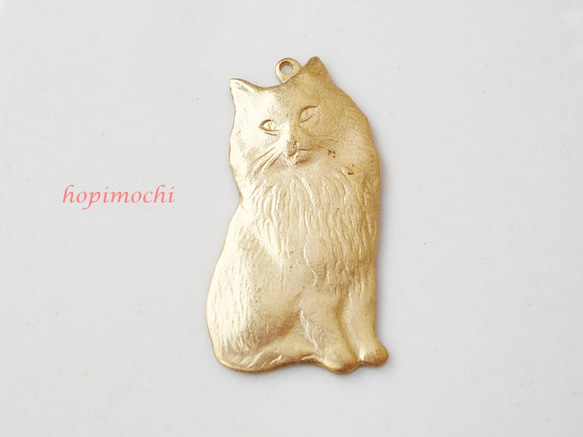 【sold.1点のみ】ペルシャ猫のブラスネックレス 3枚目の画像