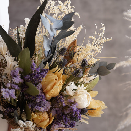 オーダーメイドドライフラワーブーケ パープル ホワイト オーダーメイドドライフラワーブーケ パープル ホワイト
