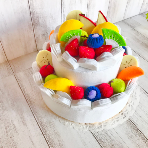 作ってあそぼう‼︎おままごと☆パティシエ気分なフェルトの2段ホール