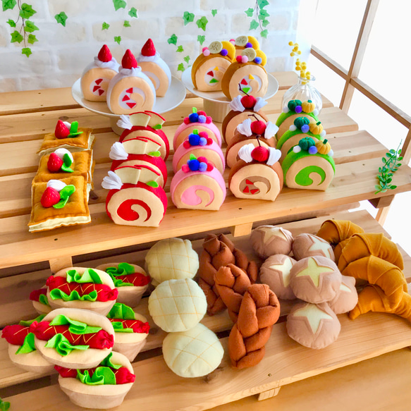 おままごと☆フェルトのパン&ロールケーキ屋さん おもちゃ・人形 
