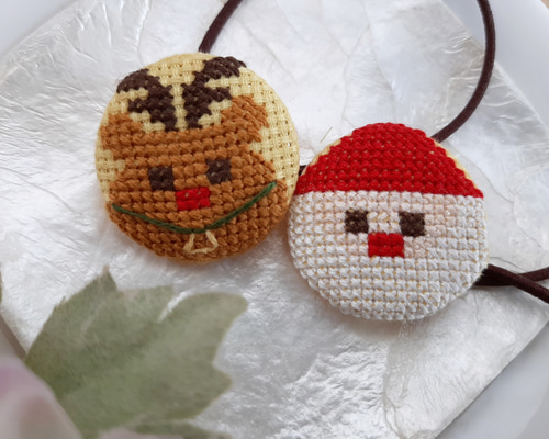 27-7くるみボタンヘアゴム クリスマス 雪だるま トナカイ ヘアゴム クリスマス 雪だるま トナカイ ベル 子供 レディース ベビー