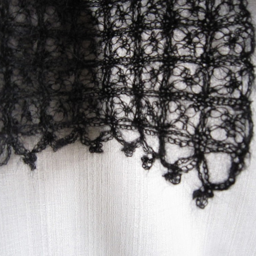 masamin様 黒モヘアかぎ針編みマフラー マフラー あみものヨシノ商会  