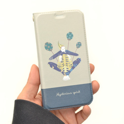 名入れ可 手帳型 スタンド機能有 iPhone用 スマホケース iphoneケース 肋骨の精(背景2色) 3枚目の画像