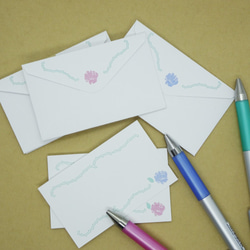 バラのミニメッセージカードセット　2色　手書き風 1枚目の画像