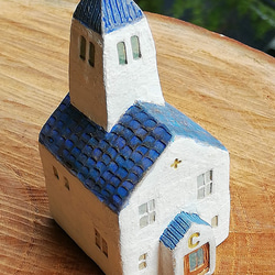 白い壁に青い屋根の教会/オプションフラッグ付き（No.209C） 6枚目の画像