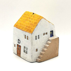冬に雪が積もる＊階段のある銀杏色の屋根のおうち/オプションフラッグ付き（No.209D） 2枚目の画像