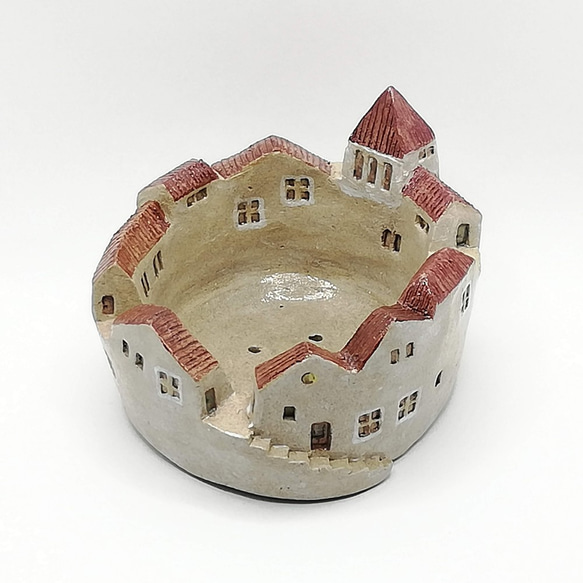 小さな植木鉢タウン浅型（No.2103E）オーブン陶土製 2枚目の画像
