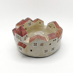 小さな植木鉢タウン浅型（No.2103E）オーブン陶土製 4枚目の画像