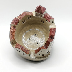 小さな植木鉢タウン浅型（No.2103E）オーブン陶土製 6枚目の画像