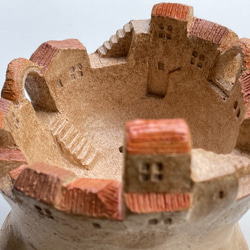 アーチのある煉瓦色の屋根の足つき植木鉢タウン/深型（No.2106 C）オーブン陶土製 7枚目の画像