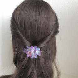 紫陽花 七変化 髪飾り濃色グラデーション 4枚目の画像