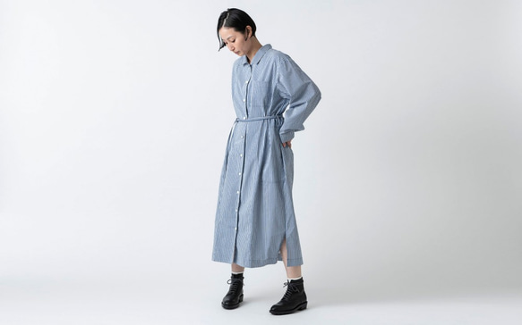 【再入荷】木間服装製作 / longshirt stripe / unisex 1size / ロングシャツ 1枚目の画像