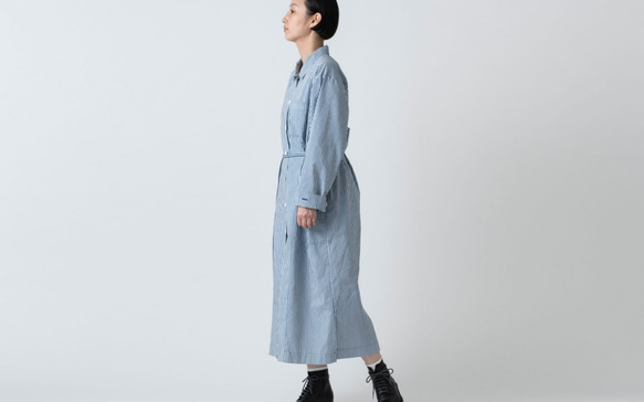 【再入荷】木間服装製作 / longshirt stripe / unisex 1size / ロングシャツ 4枚目の画像