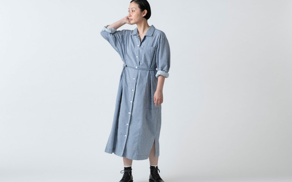 【再入荷】木間服装製作 / longshirt stripe / unisex 1size / ロングシャツ 5枚目の画像