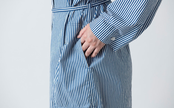 【再入荷】木間服装製作 / longshirt stripe / unisex 1size / ロングシャツ 9枚目の画像