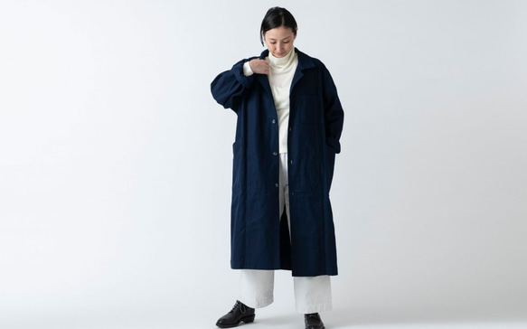 【再入荷】木間服装製作 / coat 帆布 ネイビー / unisex 1size 11枚目の画像