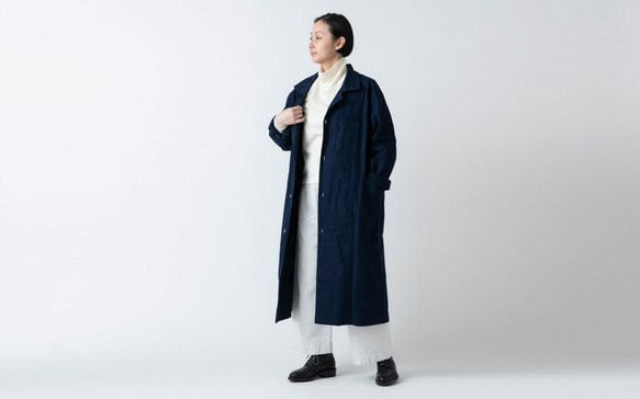 【再入荷】木間服装製作 / coat 帆布 ネイビー / unisex 1size 10枚目の画像