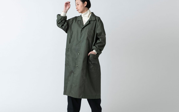 【再入荷】木間服装製作 / coat タイプライター カーキ / unisex 1size 2枚目の画像