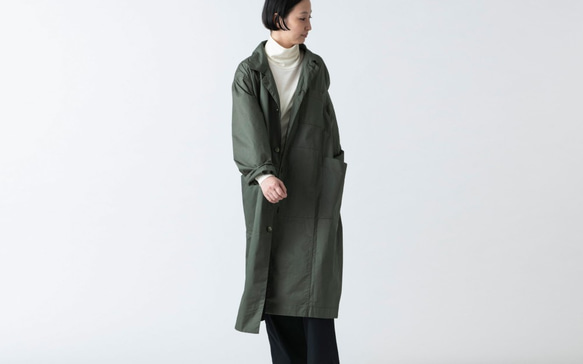 【再入荷】木間服装製作 / coat タイプライター カーキ / unisex 1size 3枚目の画像